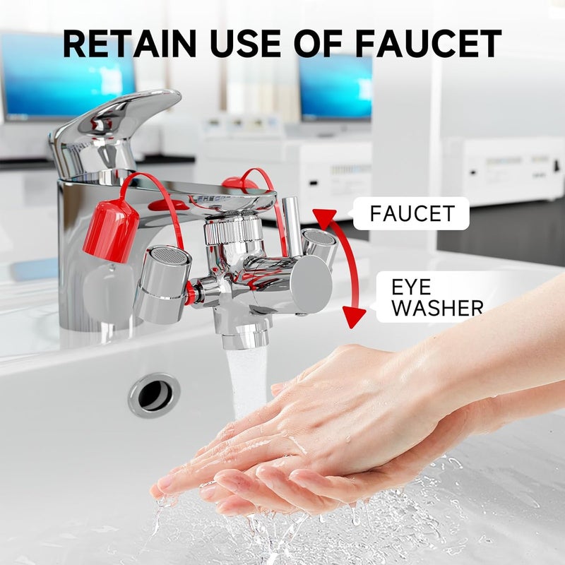 ARRISEA Eye Wash Kit Faucet Mounted Eye Wash Station Sink Attachment Emergency Eye Wash Kit with Adjustable Aerated 5X Common Sink Adapter - Image 5